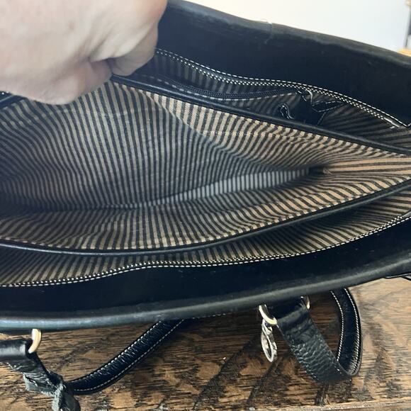 Brighton for Business Black Multi Pocket Canvas and Leather Laptop Tote Bag - Picture 5 of 8